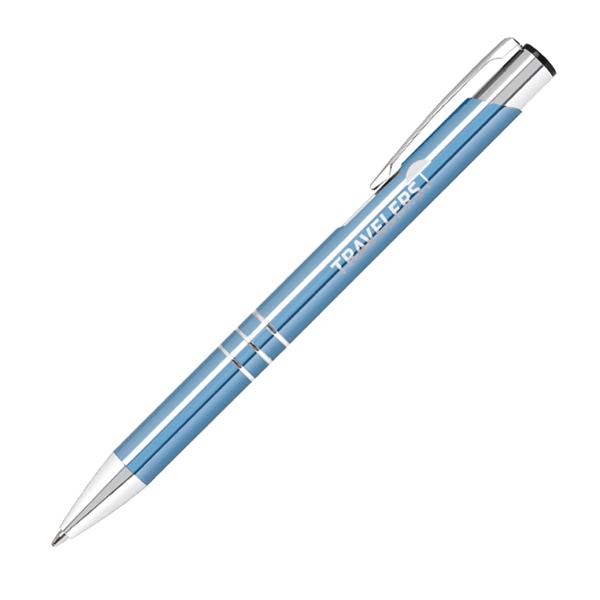 Aluminum click-action ballpoint pen with a high-polish barrel, silver accents, non-toxic... from ASI 68190 Lungsal / Lungsal
