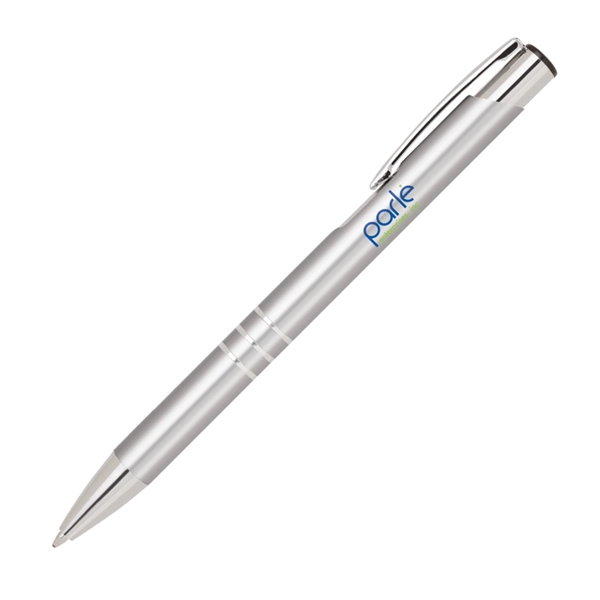 Aluminum click-action ballpoint pen with a high-polish barrel, silver accents, non-toxic... from ASI 68190 Lungsal / Lungsal