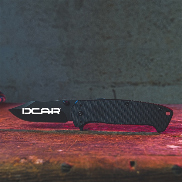 This large pocket knife features a sleek all-black look and an... from ASI 46170 Compass Industries Inc