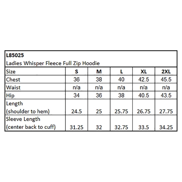 Ladies' Whisper Fleece Full Zip Hoodie Sweatshirt made from a Super... from ASI 44900 NC Custom (CI/Lanco) / Lanco ACE USA