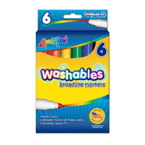 6 Pack Washable Broadline Markers - Assorted Colors - USA Made... from ASI 67675 Liqui-Mark Corp