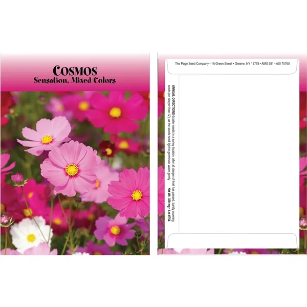 Standard Series Cosmos flower seeds in a packet made of recycled... from ASI 75760 The Page Seed Co / Page Seed