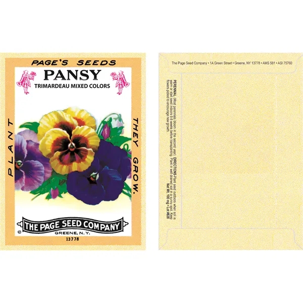 Antique Series Pansy flower seeds in a packet made of recycled... from ASI 75760 The Page Seed Co / Page Seed