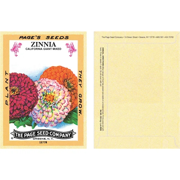Antique Series Zinnia flower seeds in a packet made of recycled... from ASI 75760 The Page Seed Co / Page Seed