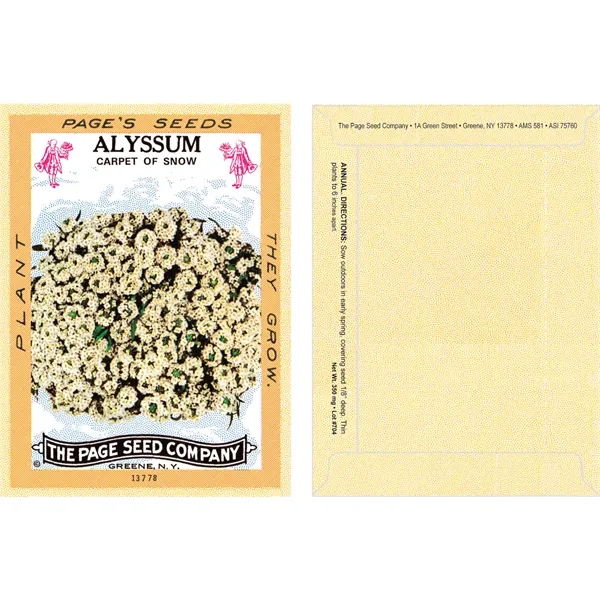 Antique Series Alyssum flower seeds in a packet made of recycled... from ASI 75760 The Page Seed Co / Page Seed