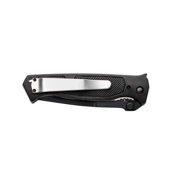 Pocket knife with black frame, black rubber inlay, 3 1/4" black... from ASI 46170 Compass Industries Inc