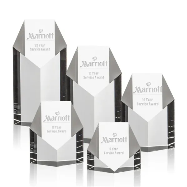 This optical crystal pentagon shaped award towers up from its base,... from ASI 84592 St Regis Group / St Regis