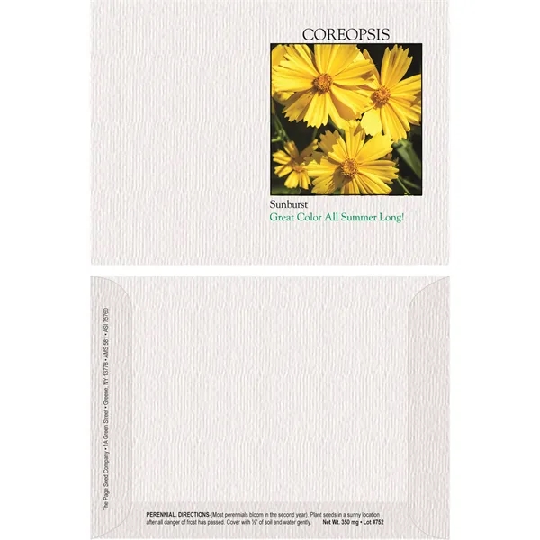 Impression Series Coreopsis flower seeds in a packet made of recycled... from ASI 75760 The Page Seed Co / Page Seed