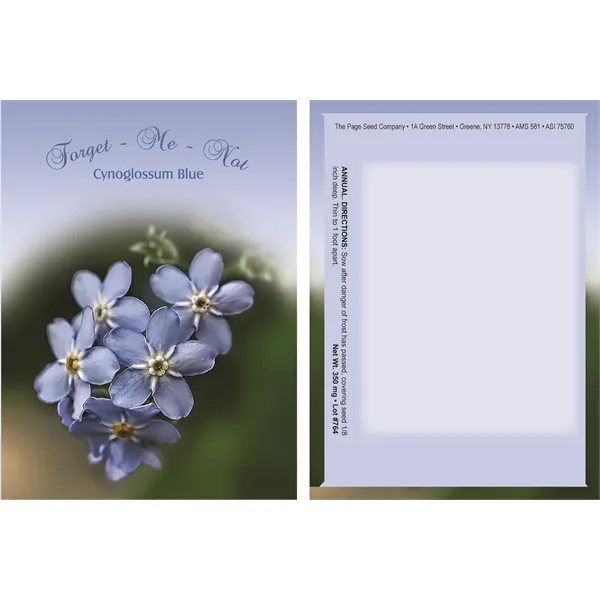 Theme Series blue Forget-Me-Not seeds in a packet constructed of recycled... from ASI 75760 The Page Seed Co / Page Seed