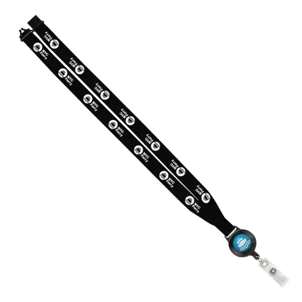 3/4" import polyester lanyard with metal crimp and 30" retractable badge... from ASI 88060 Snugz/USA Inc / SnugZ USA®