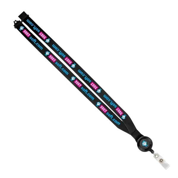3/4" import dye-sublimated lanyard with metal crimp and retractable badge reel.... from ASI 88060 Snugz/USA Inc / SnugZ USA®