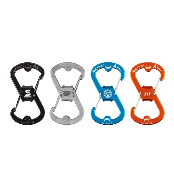 Stainless steel carabiner with gates on both sides and bottle openers... from ASI 46170 Compass Industries Inc