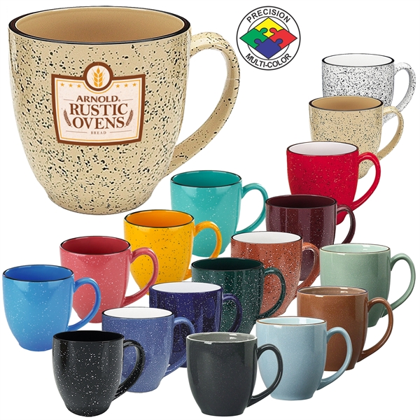 16oz Designer Speckled Bistro Mug, spot color. Many colors to choose... from ASI 80093 Pyrographics / Pyrographics Line