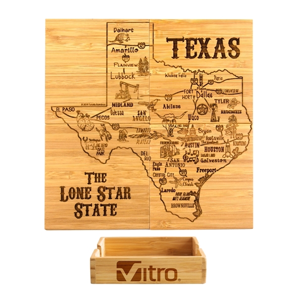 4 piece puzzle bamboo coaster with storage case. Lightweight, durable and... from ASI 91565 Totally Bamboo