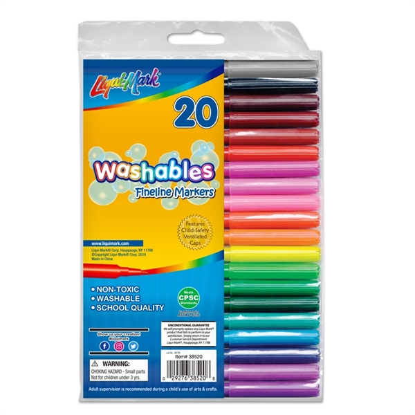 20 Pack Washable FIneline Markers - Pouch Set - Assorted... from ASI 67675 Liqui-Mark Corp