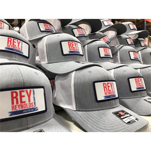 Embroidered Patches, Sublimated Patches, Leather Patches on Richardson 112P Printed Trucker... from ASI 38195 Overnightline