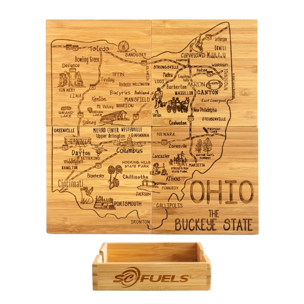 4 piece puzzle bamboo coaster with storage case. Lightweight, durable and... from ASI 91565 Totally Bamboo