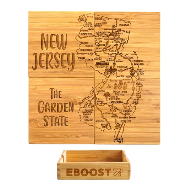 4 piece puzzle bamboo coaster with storage case. Lightweight, durable and... from ASI 91565 Totally Bamboo