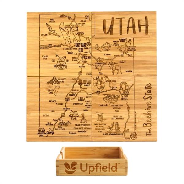 4 piece puzzle bamboo coaster with storage case. Lightweight, durable and... from ASI 91565 Totally Bamboo