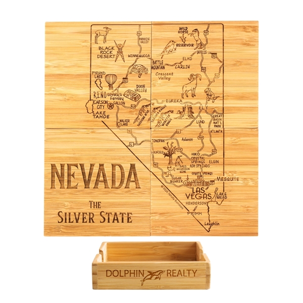 4 piece puzzle bamboo coaster with storage case. Lightweight, durable and... from ASI 91565 Totally Bamboo