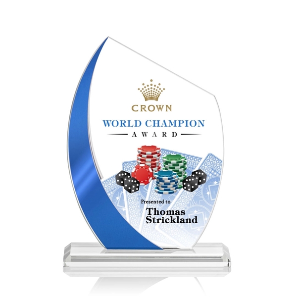 The Wadebridge Starfire Crystal VividPrint™ Award features an elegant Blue Metallic... from ASI 84592 St Regis Group / St Regis