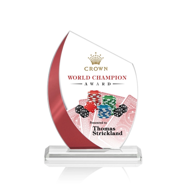 The Wadebridge Starfire Crystal VividPrint™ Award features an elegant Red Metallic... from ASI 84592 St Regis Group / St Regis