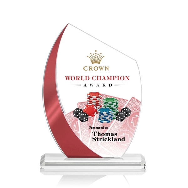The Wadebridge Starfire Crystal VividPrint™ Award features an elegant Red Metallic... from ASI 84592 St Regis Group / St Regis