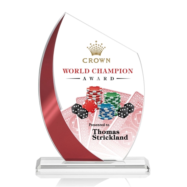 The Wadebridge Starfire Crystal VividPrint™ Award features an elegant Red Metallic... from ASI 84592 St Regis Group / St Regis