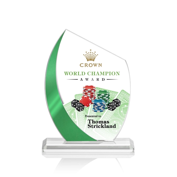 The Wadebridge Starfire Crystal VividPrint™ Award features an elegant Green Metallic... from ASI 84592 St Regis Group / St Regis