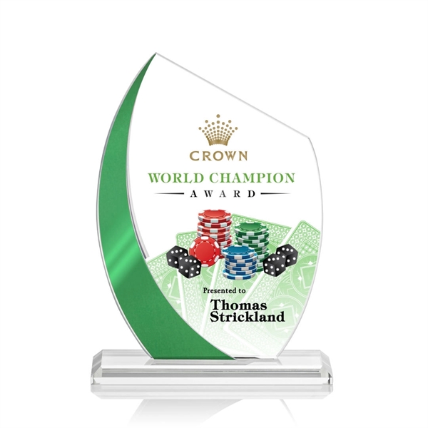 The Wadebridge Starfire Crystal VividPrint™ Award features an elegant Green Metallic... from ASI 84592 St Regis Group / St Regis