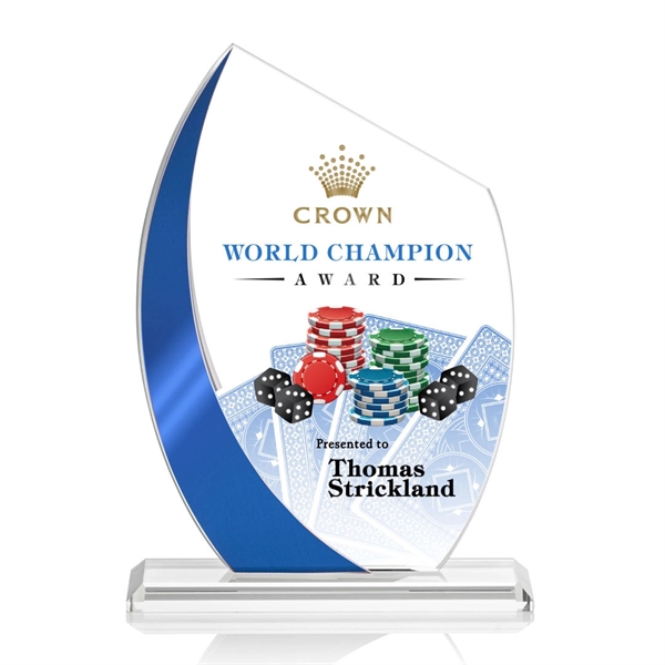 The Wadebridge Starfire Crystal VividPrint™ Award features an elegant Blue Metallic... from ASI 84592 St Regis Group / St Regis