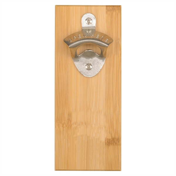 Bamboo and zinc alloy magnetic wall mounted bottle opener plaque.... from ASI 57655 STOPNGO Line