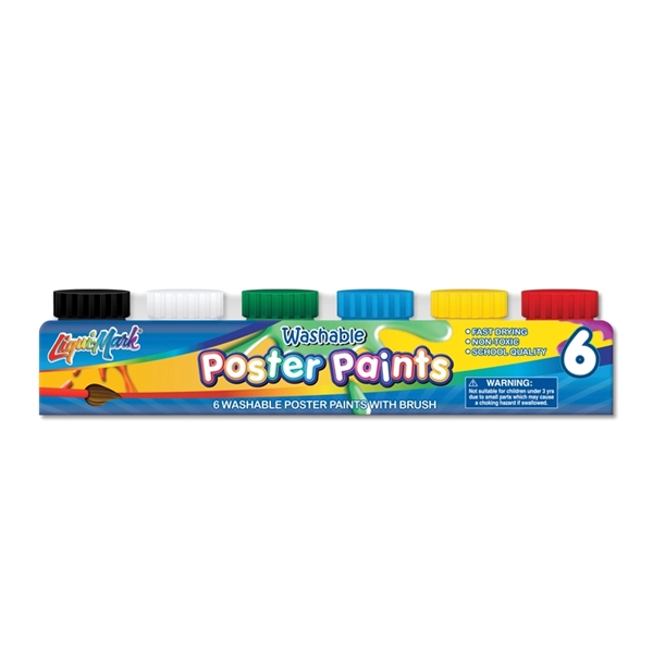 Set of 6 Washable Poster Paints with Brush... from ASI 67675 Liqui-Mark Corp