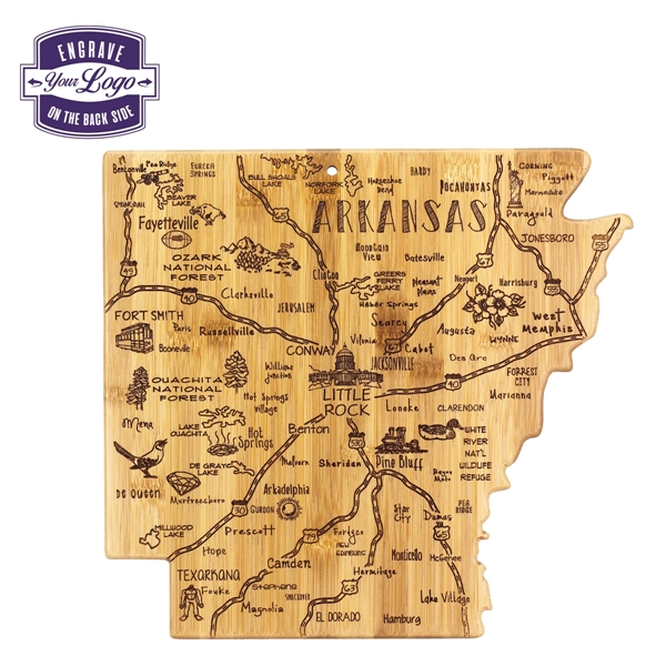 Arkansas shaped destination cutting board. The Destination Series highlights the unique... from ASI 91565 Totally Bamboo