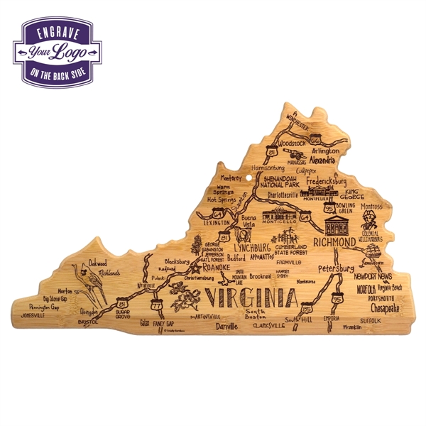 Virginia shaped destination cutting board.... from ASI 91565 Totally Bamboo