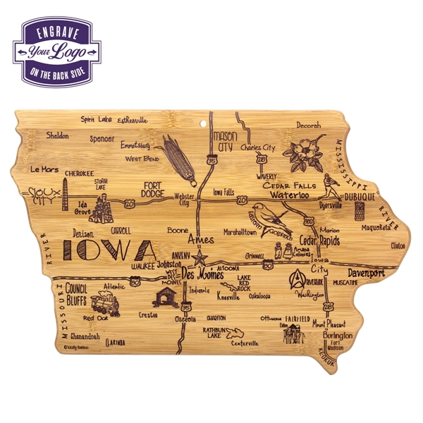 Iowa shaped destination cutting board.... from ASI 91565 Totally Bamboo