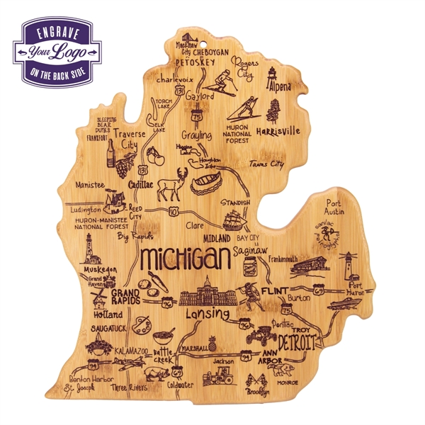 Michigan (Mitt) shaped destination cutting board.... from ASI 91565 Totally Bamboo