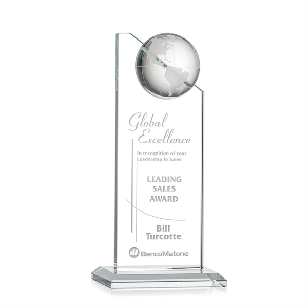 Tall sleek award topped with a half globe mounted on the... from ASI 84592 St Regis Group / St Regis