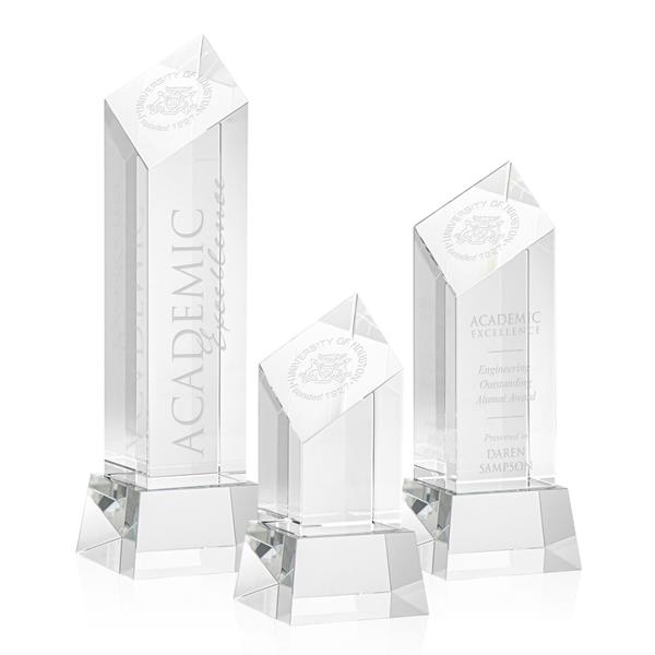 The Barone Award is a remarkably thick Optical Crystal Diamond Tower... from ASI 84592 St Regis Group / St Regis Crystal