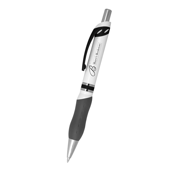 Campus plunger action pen with soft contoured gray rubber grip for... from ASI 61125 Hit Promotional Products / Hit®