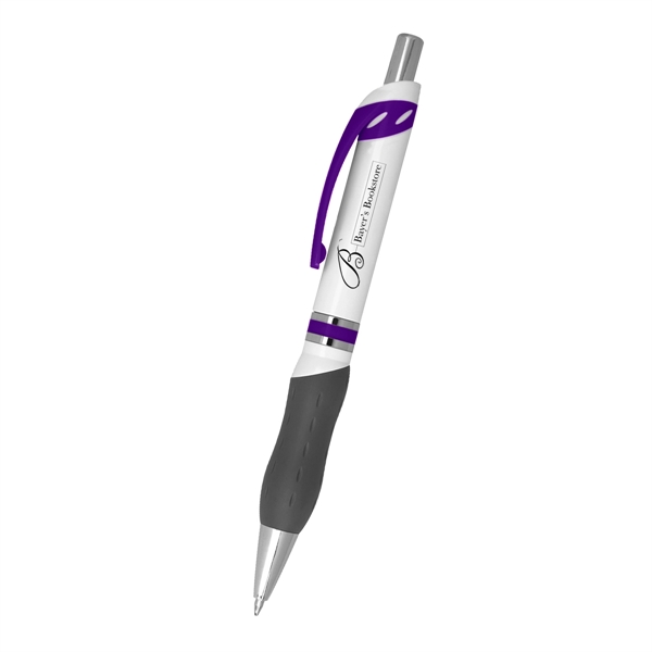Campus plunger action pen with soft contoured gray rubber grip for... from ASI 61125 Hit Promotional Products / Hit®