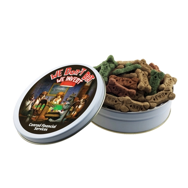 Round tin filled with dog bones.... from ASI 61125 Hit Promotional Products / Hit®