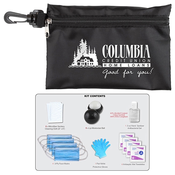 12 piece safety kit with a zippered pouch and carabineer attachment.... from ASI 62660 Innovation Line