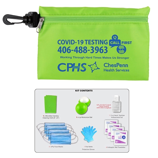 12 piece safety kit with a zippered pouch and carabineer attachment.... from ASI 62660 Innovation Line