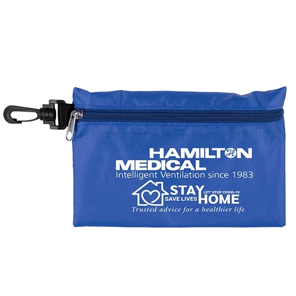 12 piece safety kit with a zippered pouch and carabineer attachment.... from ASI 62660 Innovation Line