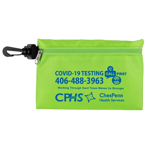 12 piece safety kit with a zippered pouch and carabineer attachment.... from ASI 62660 Innovation Line