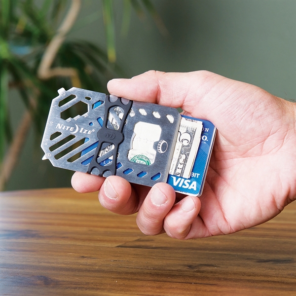 Stainless steel multi-tool that acts as a wallet as well as... from ASI 46170 Compass Industries Inc