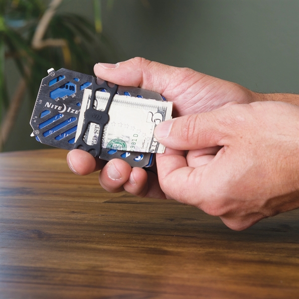 Stainless steel multi-tool that acts as a wallet as well as... from ASI 46170 Compass Industries Inc