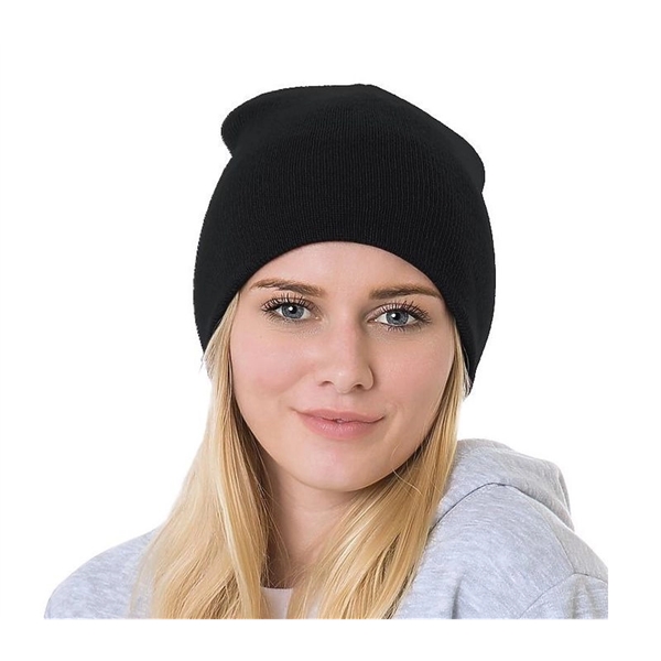 Solid color knitted acrylic beanie unisex non-cuff  with Water slurry... from ASI 37218 Athena Promo (tm)