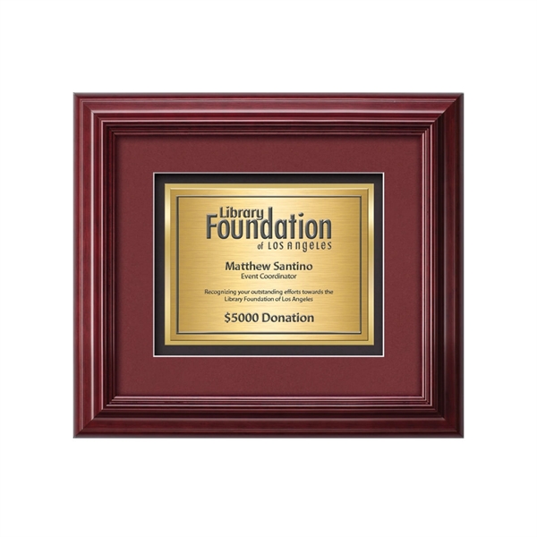 The mahogany finished wood frame of the Darlington award is complimented... from ASI 84592 St Regis Group / St Regis